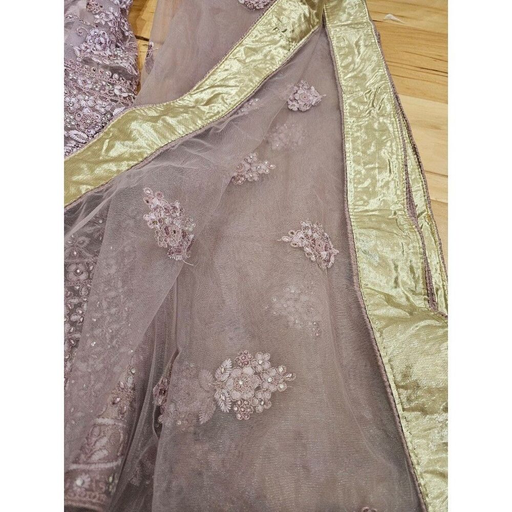 Elegant Women's Lehenga in Dusty Rose with Intricate Embroidery - Picture 7 of 12